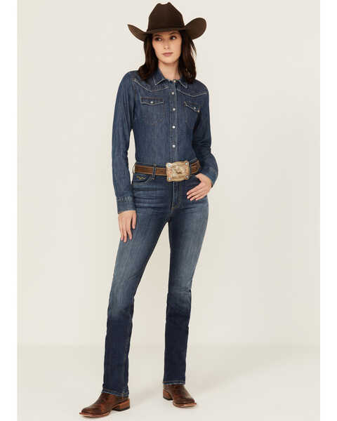 Kimes Ranch Women's Dark Wash Sarah Slim Bootcut Jeans, Blue