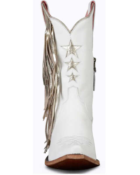 Image #4 - Lane Women's Fringe Star Western Boots - Snip Toe, White, hi-res