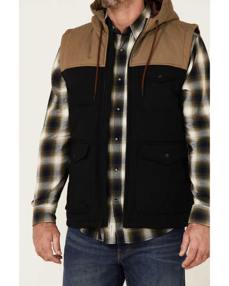 Moonshine Spirit Men's Mt. Hood Color-Block Nylon Quilted Zip-Front Puffer Vest , Black, hi-res