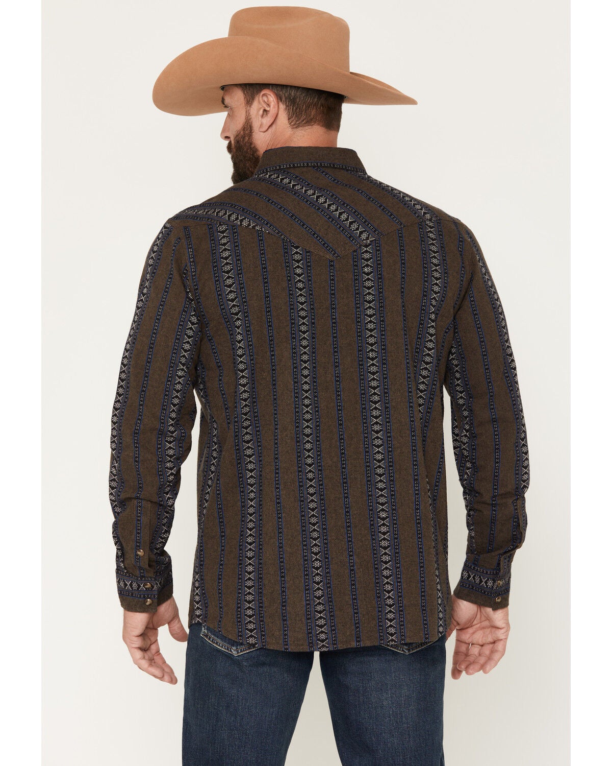Image #4 - Moonshine Spirit Men's Colorado Southwestern Striped Long Sleeve Snap Western Shirt, Charcoal, hi-res