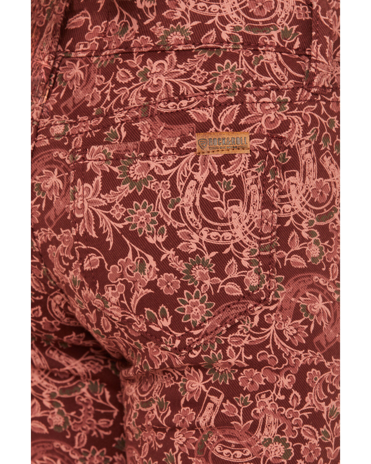 Image #4 - Rock & Roll Denim Girls' Floral Horseshoe Print Flare Stretch Denim Jeans, Brown, hi-res