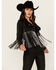 Image #1 - Azalea Wang Women's Jette Cropped Fringe Moto Jacket, Black, hi-res