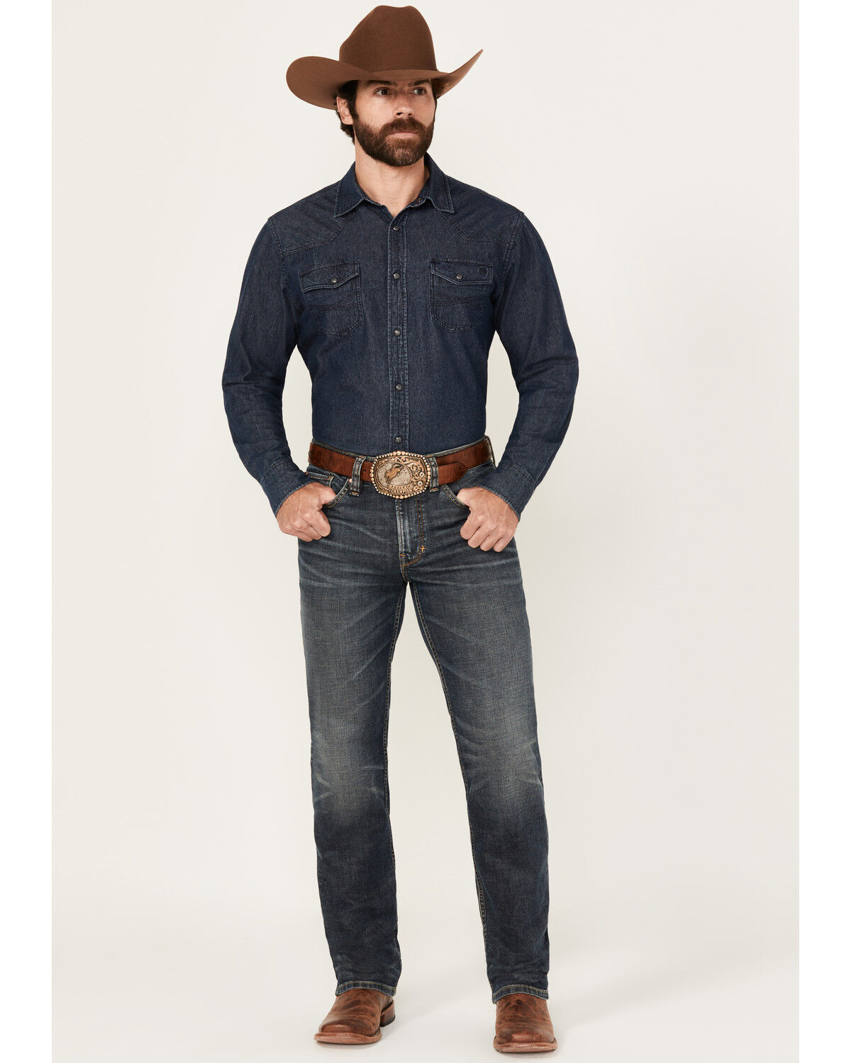 Image #1 - Moonshine Spirit Men's Decker Slim Straight Stretch Denim Jeans, Dark Wash, hi-res