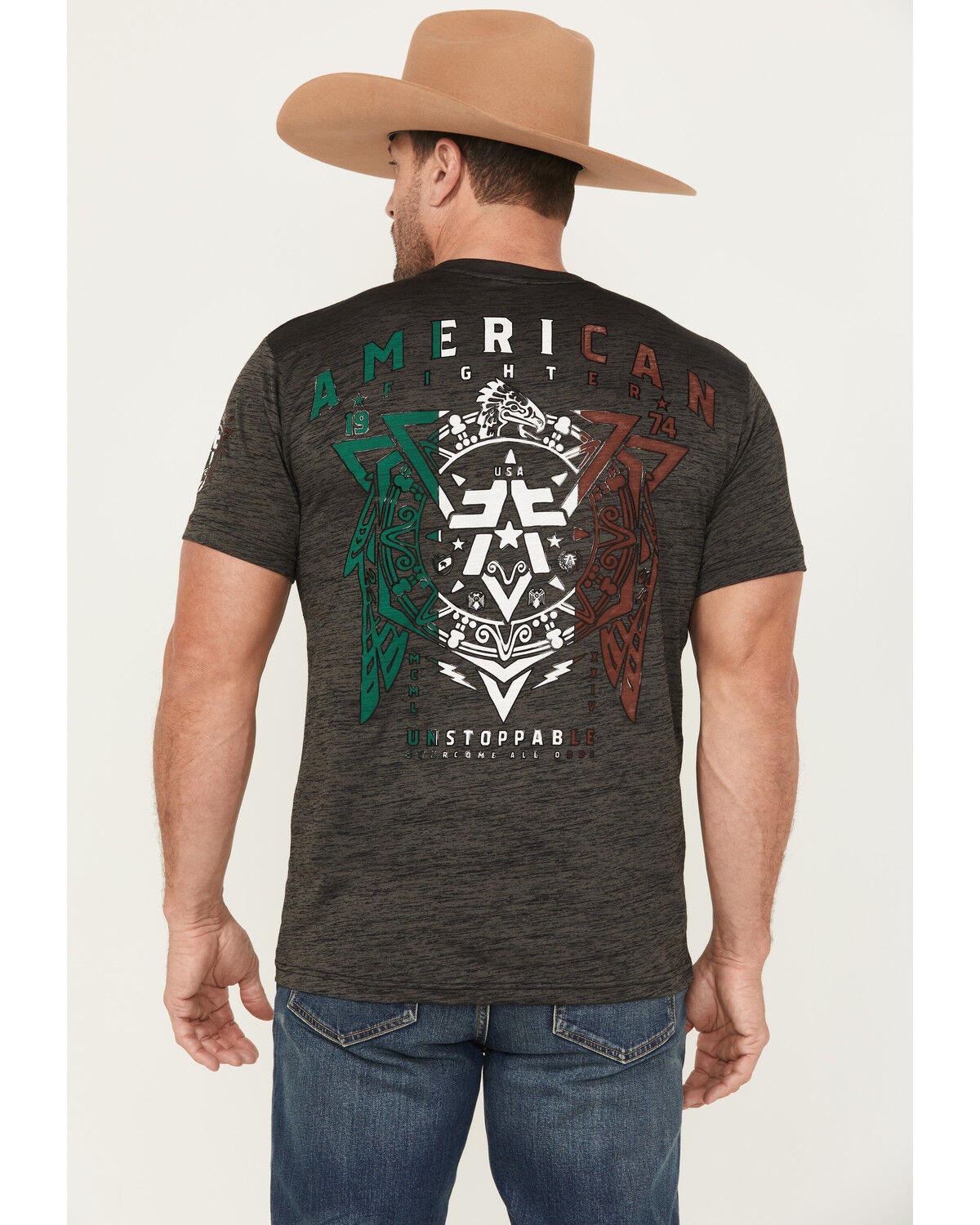 Image #1 - American Fighter Men's Devine Short Sleeve Graphic T-Shirt, Black, hi-res