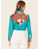 Ranch Dress'n Women's Cowhide Print Long Sleeve Snap Western Shirt , Jade, hi-res