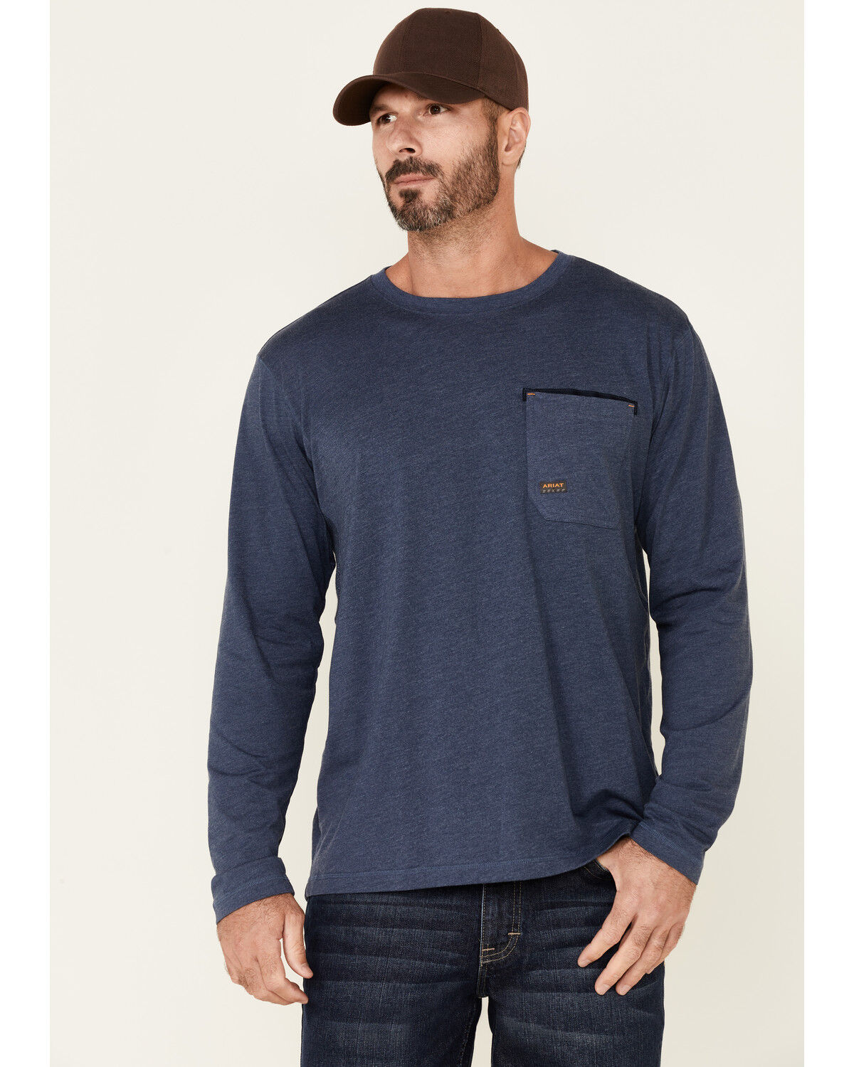 Image #1 - Ariat Men's Rebar Workman Full Coverage Graphic Long Sleeve Work T-Shirt, Slate, hi-res