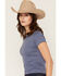 Image #2 - Cleo + Wolf Women's Ruffle Trim Short Sleeve Baby Tee, Blue, hi-res