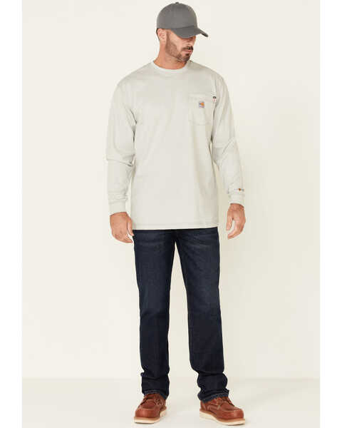 Carhartt Men's FR Long Sleeve Pocket Work Shirt, Grey, hi-res