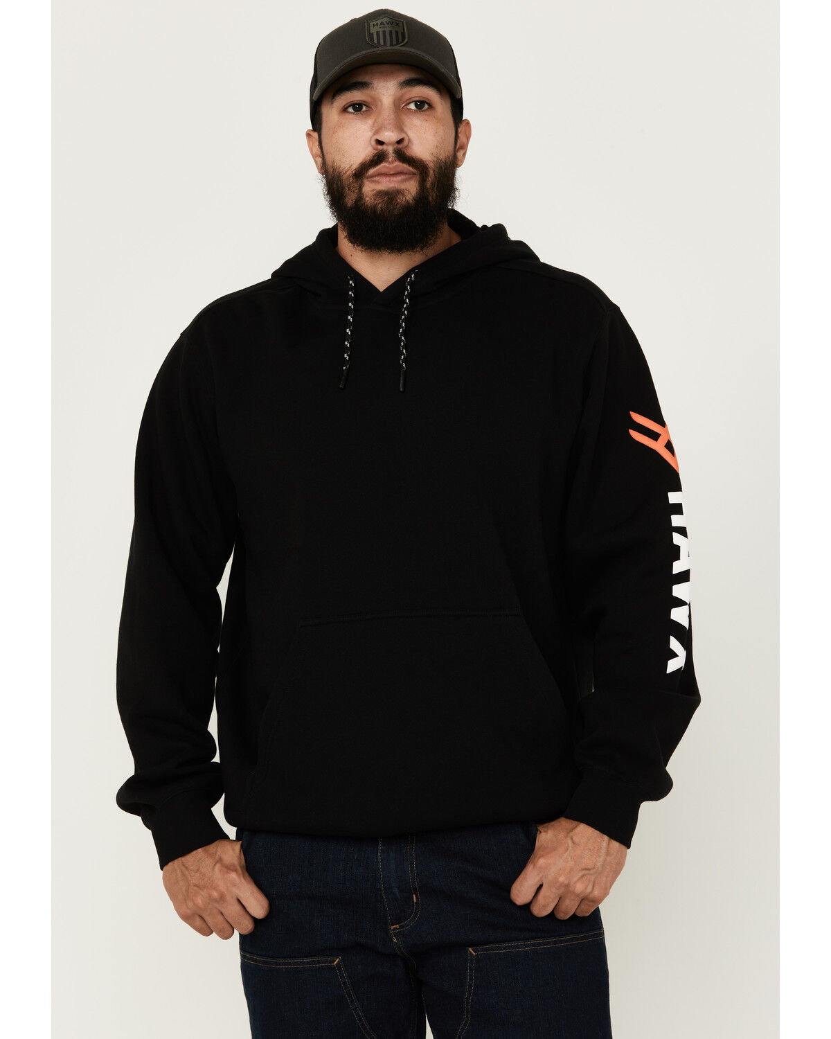 Image #2 - Hawx Men's Logo Sleeve Hooded Sweatshirt - Tall, Black, hi-res