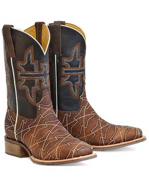 Tin Haul Men's Mesquite Western Boots - Broad Square Toe, Brown, hi-res