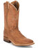 Image #1 - Justin Men's Bent Rail Distressed Cognac Western Boots - Broad Square Toe, Brown, hi-res