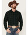 Image #1 - Cody James Men's Yucca Valley Plaid Print Long Sleeve Snap Western Flannel Shirt, Olive, hi-res