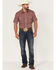 Roper Men's Classic Small Plaid Short Sleeve Pearl Snap Western Shirt , Red, hi-res