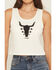 Image #3 - Wrangler Women's Steerhead Sleeveless Cropped Graphic Tank Top, White, hi-res