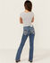 Image #1 - Miss Me Girls' Medium Wash Crisscross Faux Flap Pocket Bootcut Stretch Denim Jeans, Blue, hi-res