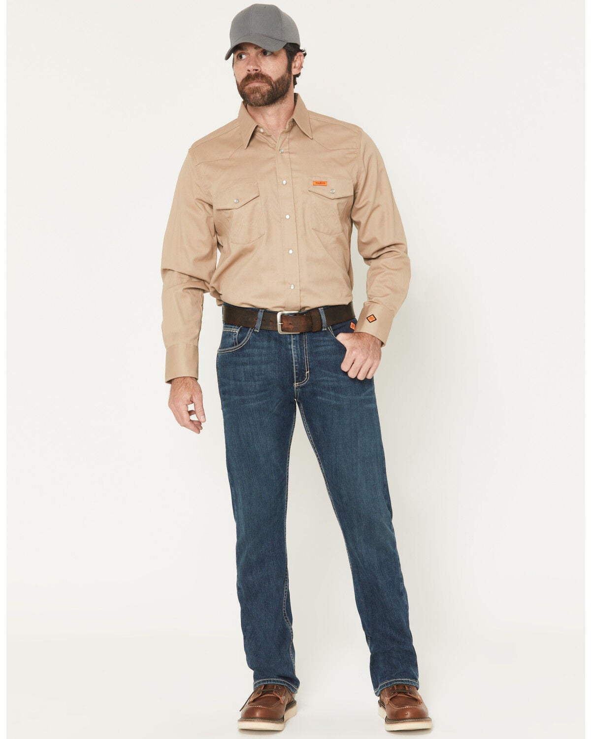 Wrangler Men's FR Medium Wash Slim Bootcut Stretch Denim Jeans, Medium Wash, hi-res