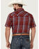 Image #4 - Ely Walker Men's Plaid Print Short Sleeve Pearl Snap Western Shirt - Big , Red, hi-res