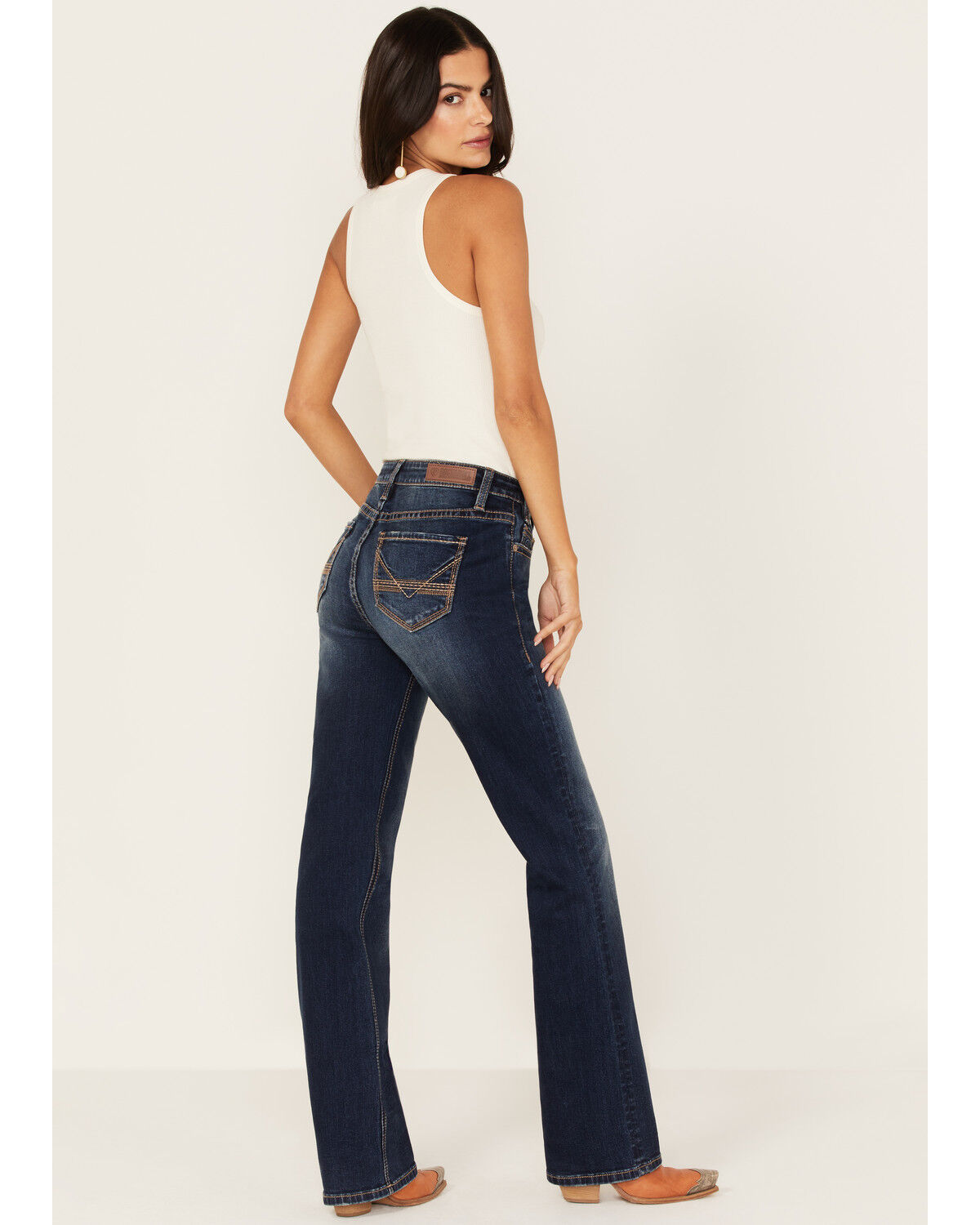 Image #3 - Rock & Roll Denim Women's Medium Wash Mid Rise Riding Bootcut Jeans, Blue, hi-res
