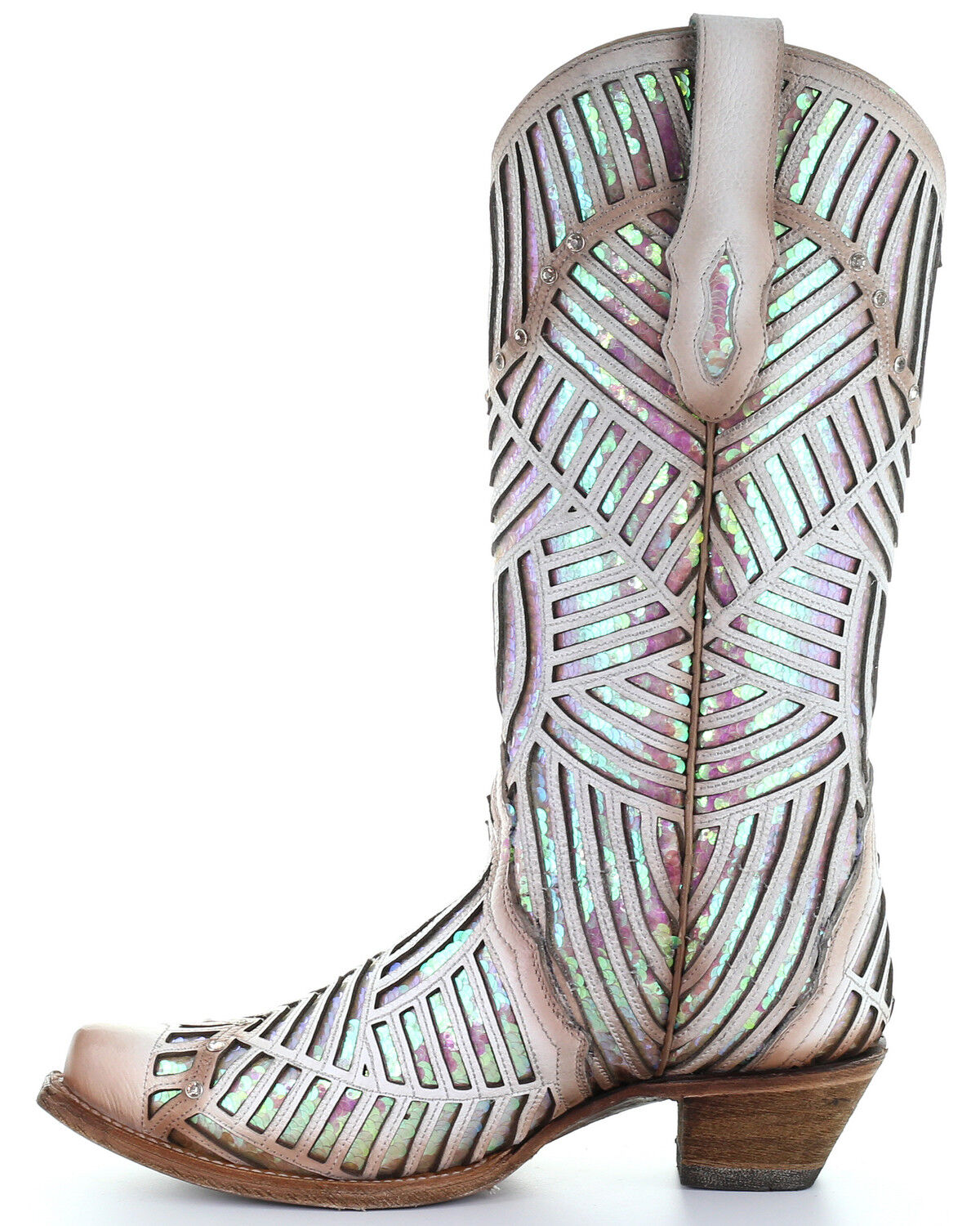 Image #3 - Corral Women's White Bright Inlay Western Boots - Snip Toe, , hi-res