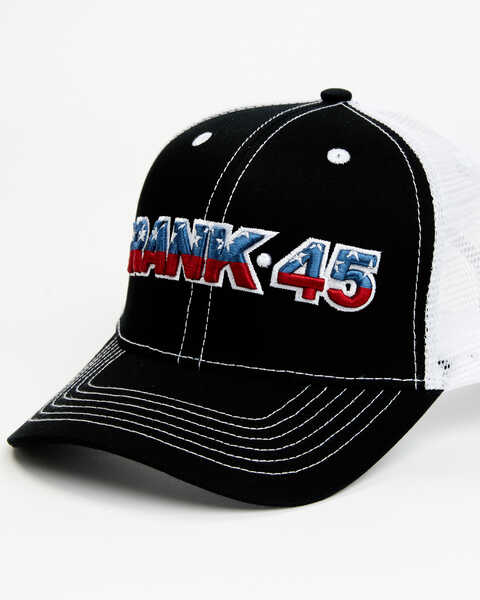 RANK 45® Men's Embroidered Flag Logo Mesh-Back Ball Cap , Black, hi-res