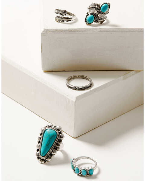 Image #1 - Shyanne Women's Wild Blossom Turquoise Ring Set, Silver, hi-res