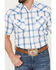Image #3 - Ely Walker Men's Plaid Print Short Sleeve Pearl Snap Western Shirt, Blue, hi-res