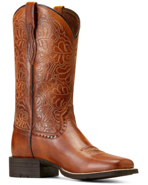 Image #1 - Ariat Women's Round Up Remuda Performance Western Boots - Broad Square Toe, Brown, hi-res