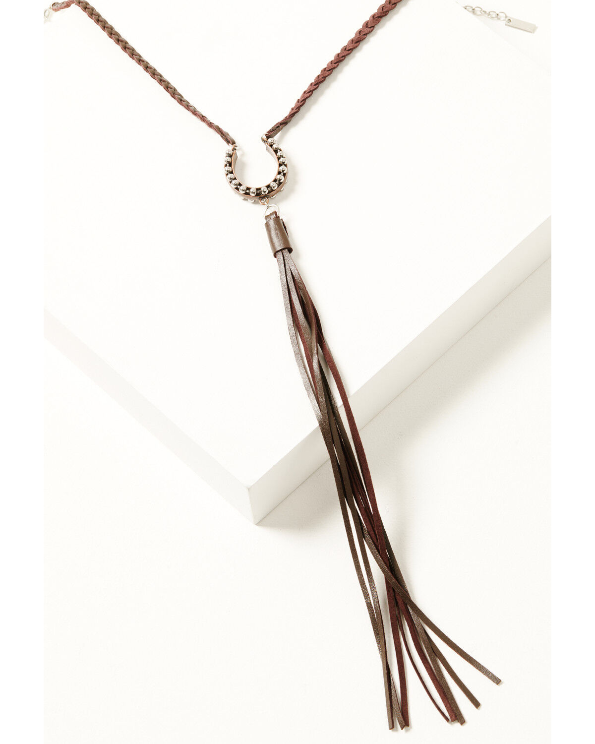 Image #1 - Cowgirl Confetti Women's Breakaway Fringe Horseshoe Necklace, Brown, hi-res