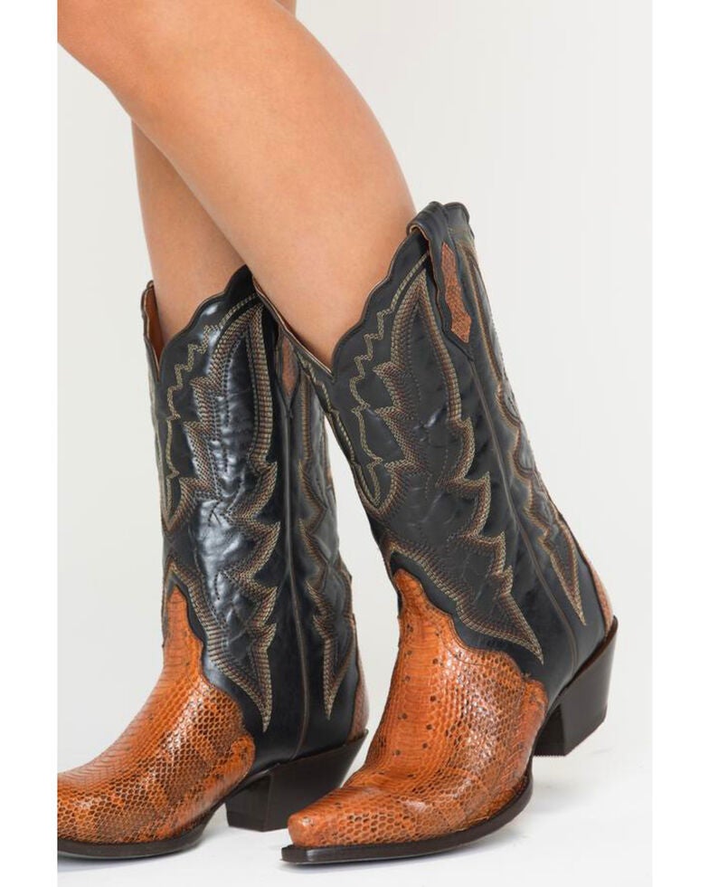 Dan Post Women's Cognac Water Snake Triad Cowgirl Boots - Snip Toe