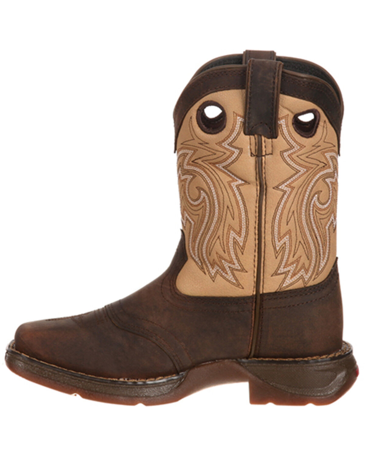 Image #3 - Durango Boys' Saddle Western Boots - Broad Square Toe, Brown, hi-res