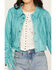 Image #3 - Powder River Outfitters Women's Micro Suede Fringe Jacket , Turquoise, hi-res