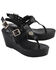 Image #10 - Milwaukee Leather Women's Buckle Strap Wedge Sandals, Black, hi-res