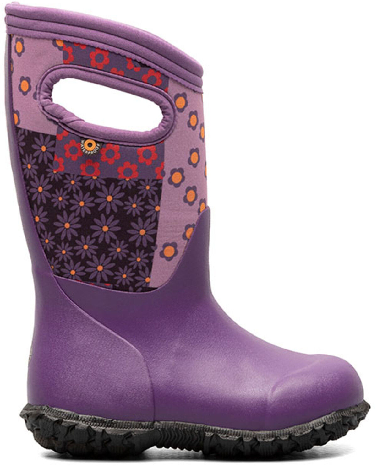 Image #2 - Bogs Girls' York Patchwork Floral Rain Boots - Round Toe, Purple, hi-res