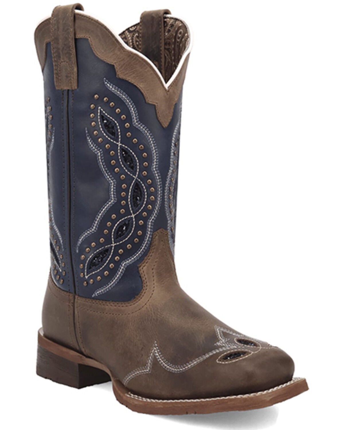 Image #1 - Laredo Women's Dragon Fly Embellished Western Boots - Broad Square Toe, Navy, hi-res