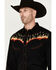 Image #2 - Scully Men's Music Note Flame Embroidered Long Sleeve Snap Western Shirt , Black, hi-res