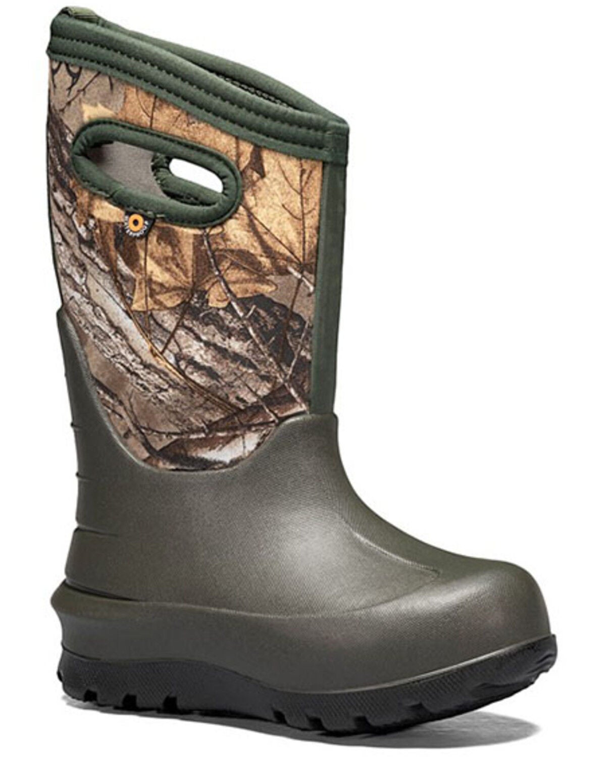 Bogs Boys' Neo Classic Real Tree Waterproof Boots - Round Toe, Dark Green, hi-res