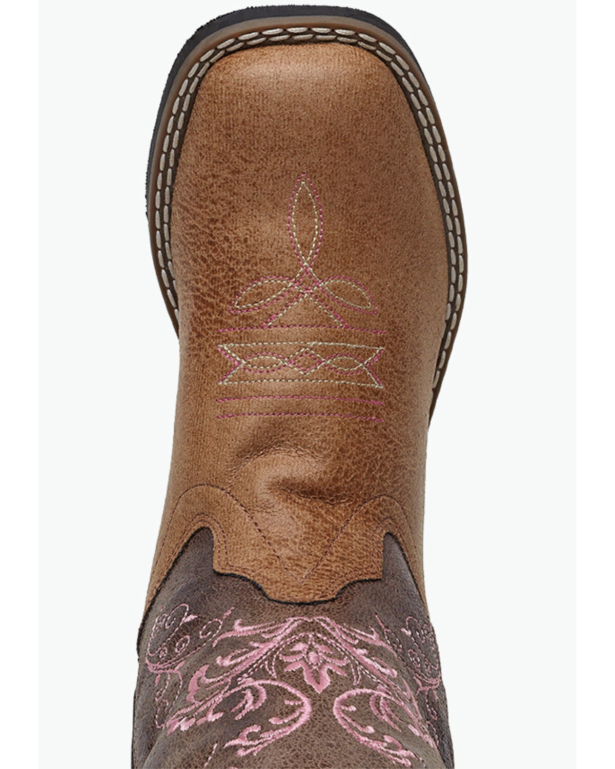 Image #6 - Old West Little Girls' Crackle Western Boots - Broad Square Toe, Tan, hi-res