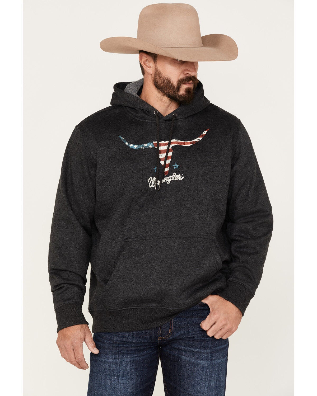 Image #1 - Wrangler Men's Longhorn Graphic Hooded Sweatshirt, , hi-res