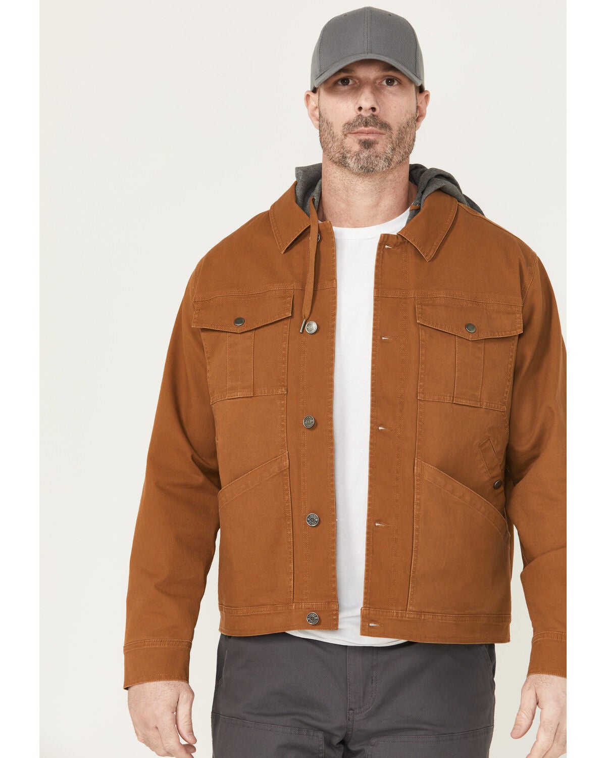 Lucky Brand Workwear Men's Canvas Hooded Trucker Jacket, Bronze, hi-res