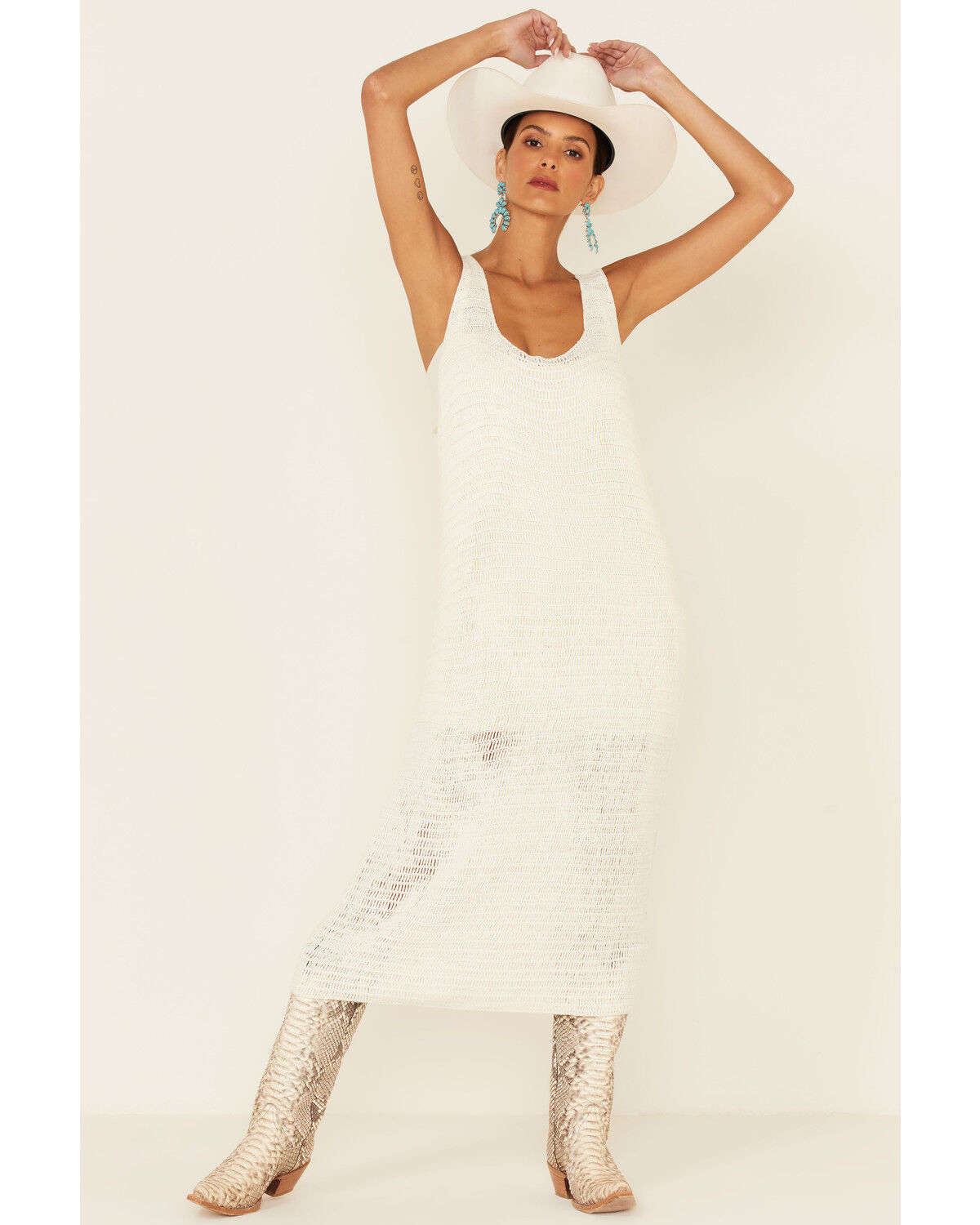 Image #1 - Show Me Your Mumu Women's Summerly Midi Crochet Dress, White, hi-res