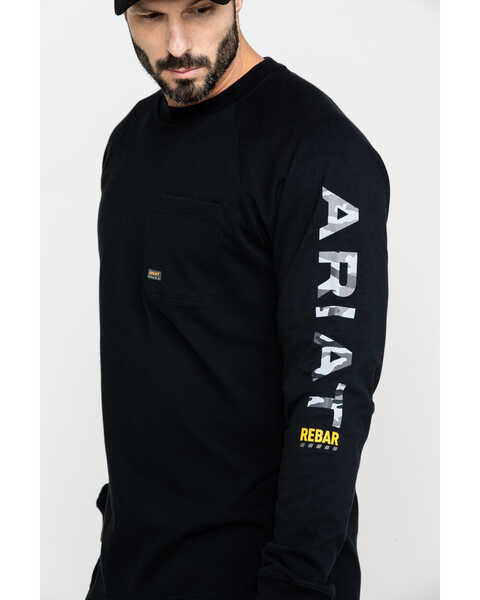 Image #4 - Ariat Men's Black Rebar Cotton Strong Graphic Long Sleeve Work Shirt - Big & Tall , Black, hi-res