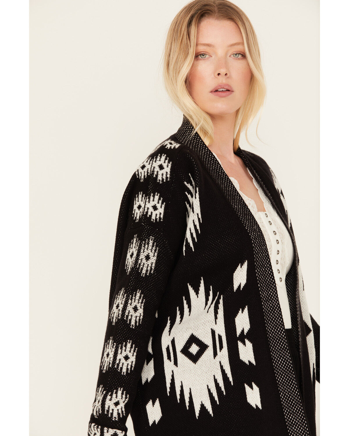 Image #2 - Idyllwind Women's Mamie Southwestern Print Cardigan, Black, hi-res