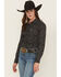 Image #1 - Ariat Women's Boot Stitch Kirby Long Sleeve Button-Down Stretch Western Shirt, Black, hi-res