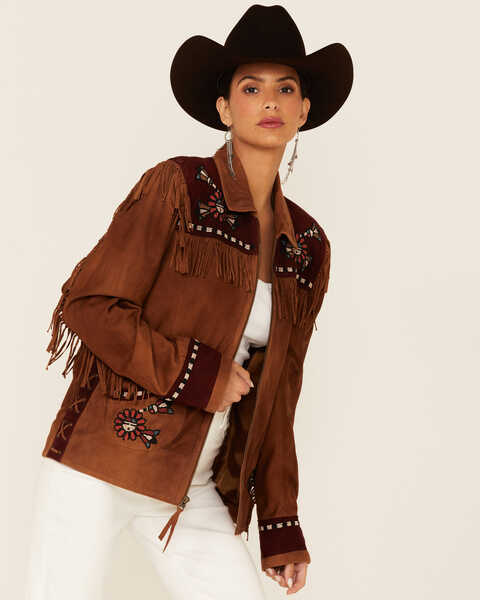 Double D Ranch Women's Sunitah Zip-Front Suede Jacket , Tan, hi-res