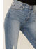 Sneak Peek Women's Frayed Hem Crop Flare Jeans, Blue, hi-res