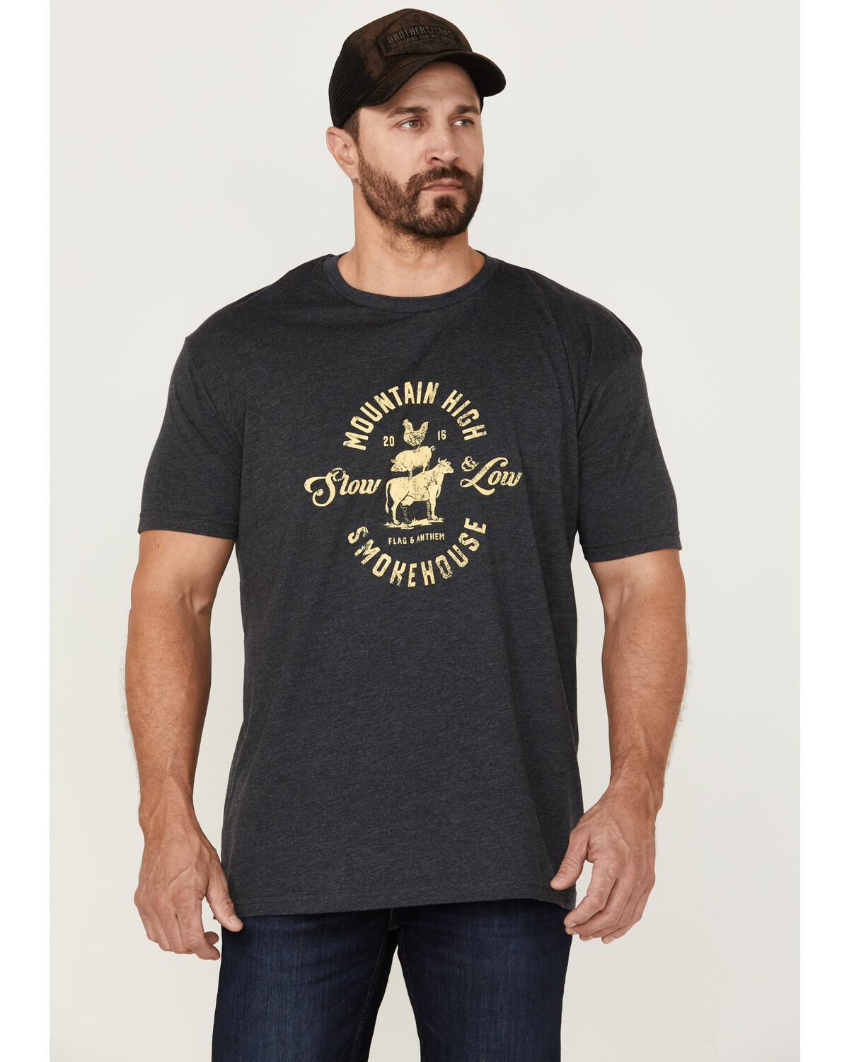 Image #1 - Flag & Anthem Men's Mountain High Smokehouse Graphic T-Shirt, Grey, hi-res