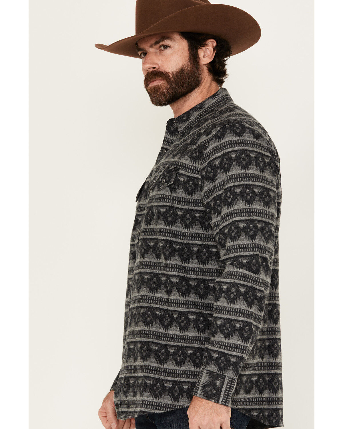 Image #2 - Moonshine Spirit Men's Smoke Signal Southwestern Striped Long Sleeve Snap Western Shirt, Grey, hi-res