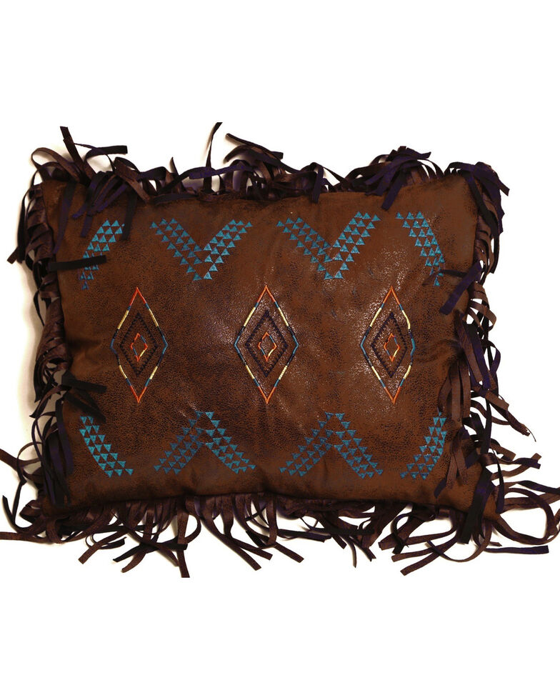 Carstens Embroidered Diamond Pillow , Brown, hi-res