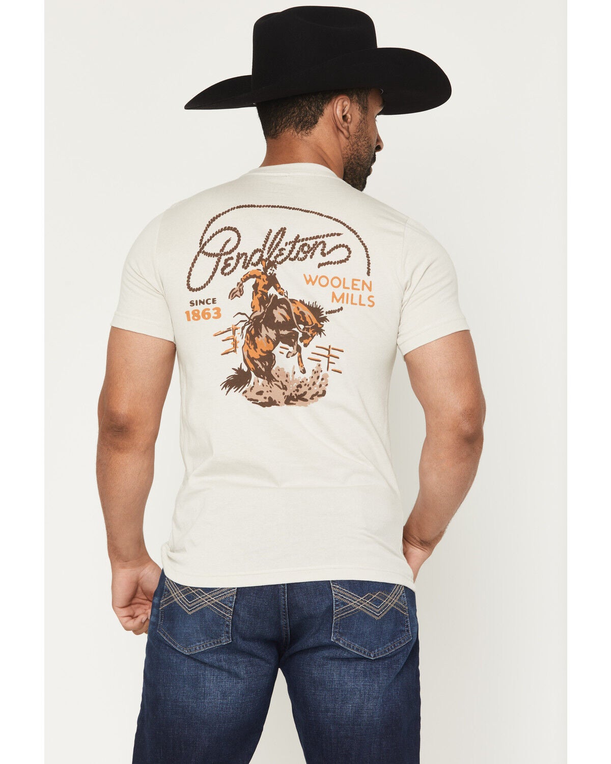 Pendleton Men's Ranch Rodeo Short Sleeve Graphic T-Shirt, Cream, hi-res