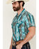 Image #2 - Rock & Roll Denim Men's Southwestern Print Short Sleeve Snap Stretch Western Shirt, Turquoise, hi-res